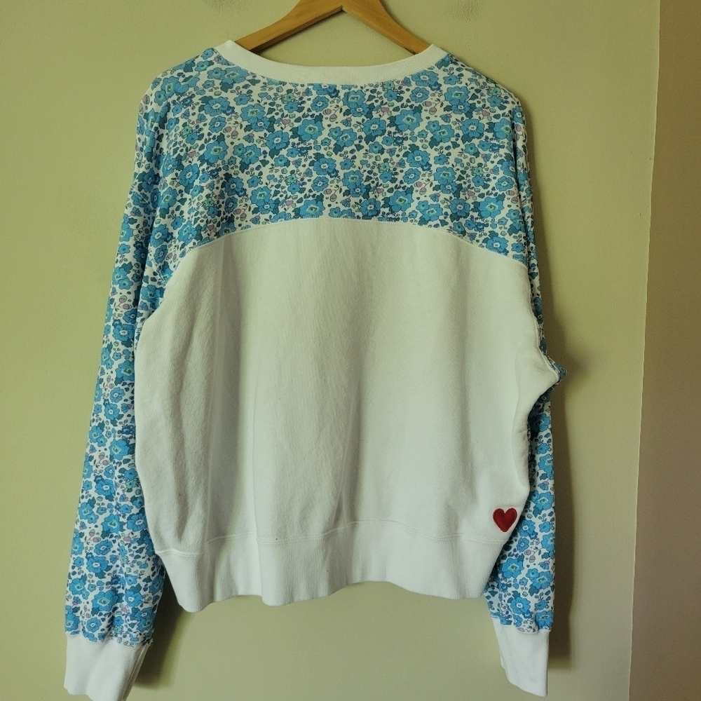 Preloved Cranleigh Cropped Sweatshirt Oversized Retro Blue Floral Size XL - Picture 4 of 10